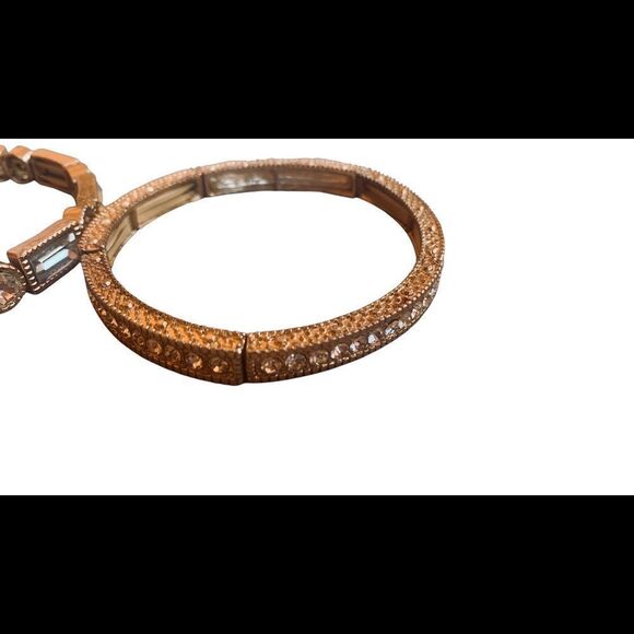 3 Piece Set White Gold-Tone Stretch Bracelets Rhinestone Crystals One Size Gift! - Picture 6 of 8